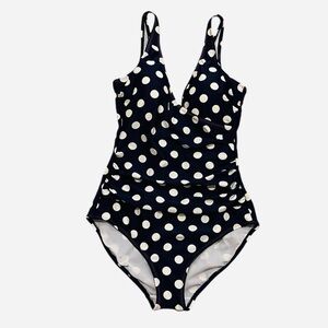 Boden 8 one piece wrap top swimsuit polka dots